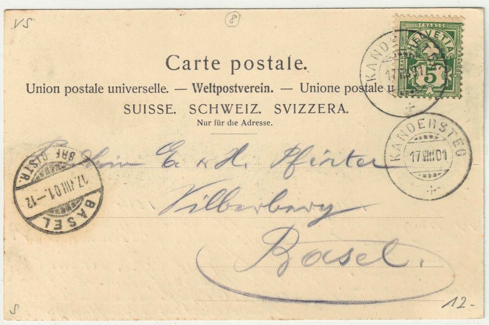 Cartoline postali: Schwarenbach - Gemmipass - Jugenstil 1901 – Usato da Ettingen venduto da Kartenplanet 1
