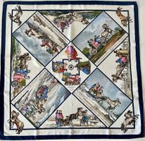 Superbe foulard HERMES-Paris "Voyages Slaves" 1982, avec box
