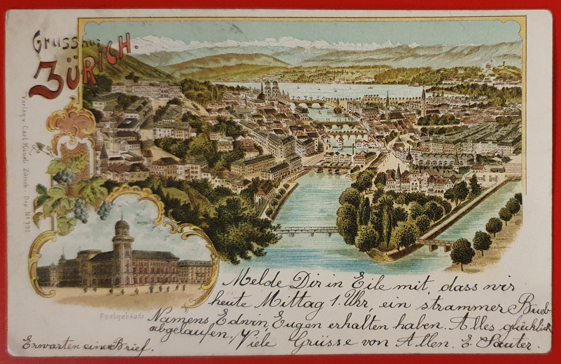 Ansichtskarten: Gruss aus Zürich 1900 – Gebraucht aus Kreuzlingen von Rschweiz1
