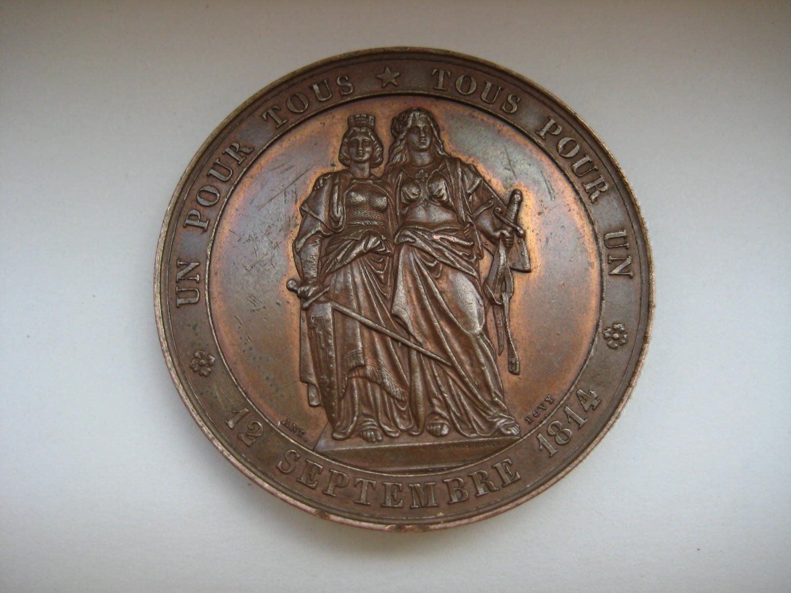 Medaillen: médaille 50èm ann Genève 12.09.1864 – Gebraucht aus Neuchâtel von Philippeflecherouge