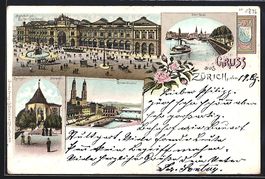 Litho Zürich, Bahnhof, Grossmünster un