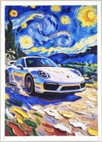 Death NYC Ltd Ed Pop Art Druck " Van Gogh Night Porsche