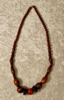 Vintage: Boho-Kette unterschiedliche Holzperlen braun-rot
