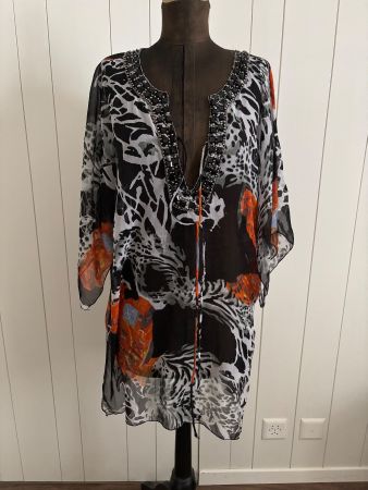 Bikini Beachwear Strand Kleid Tunika bunt - Grösse S