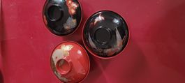 3 bols japonais laqués+couvercles