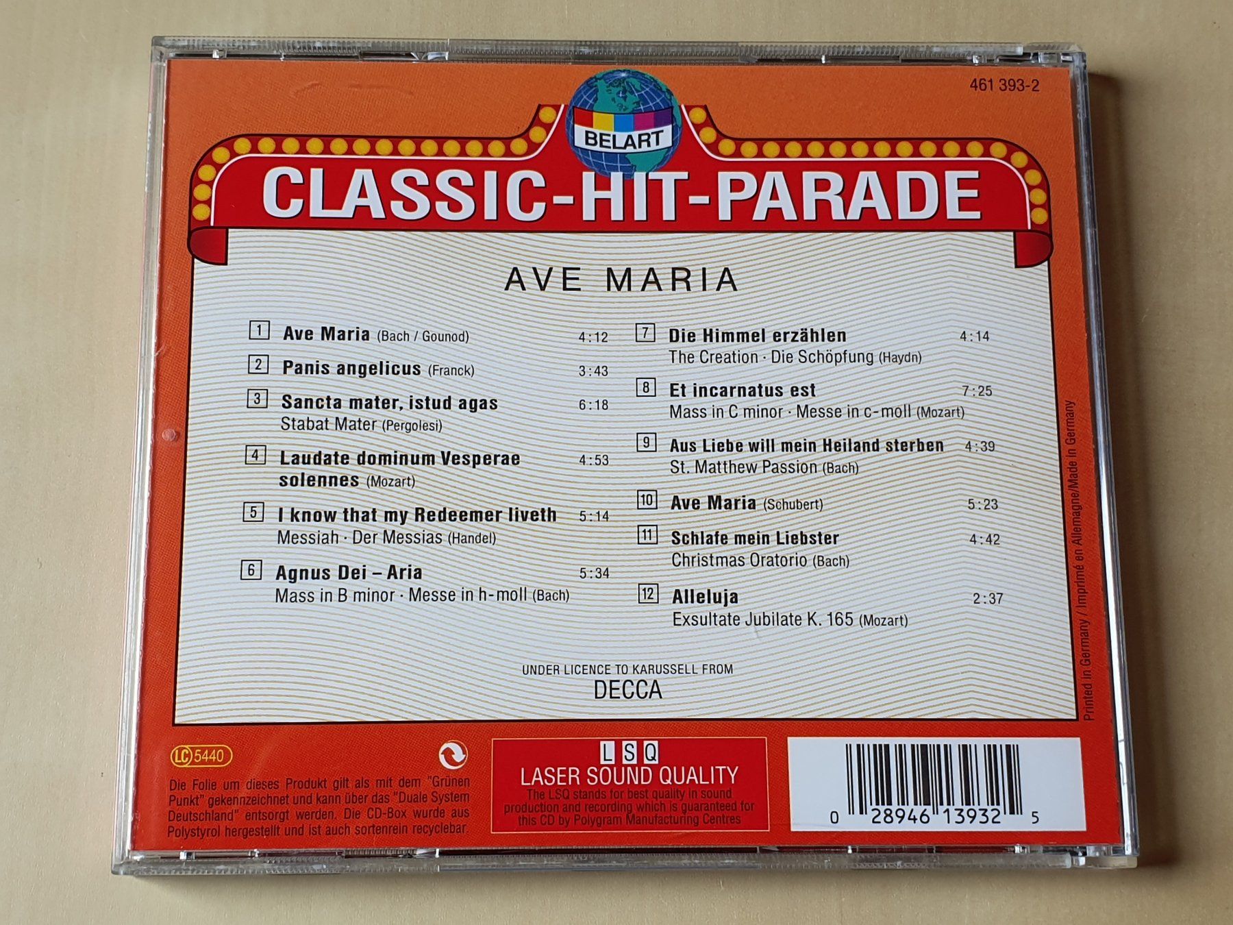 CD: Bach Handel Mozart Schubert Ave Maria – Usato da Stansstad venduto da collectorsshop 1