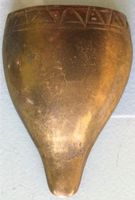 Messing Anhänger 9cm goldig 3 Öse mit Musterung alt 6 breit
