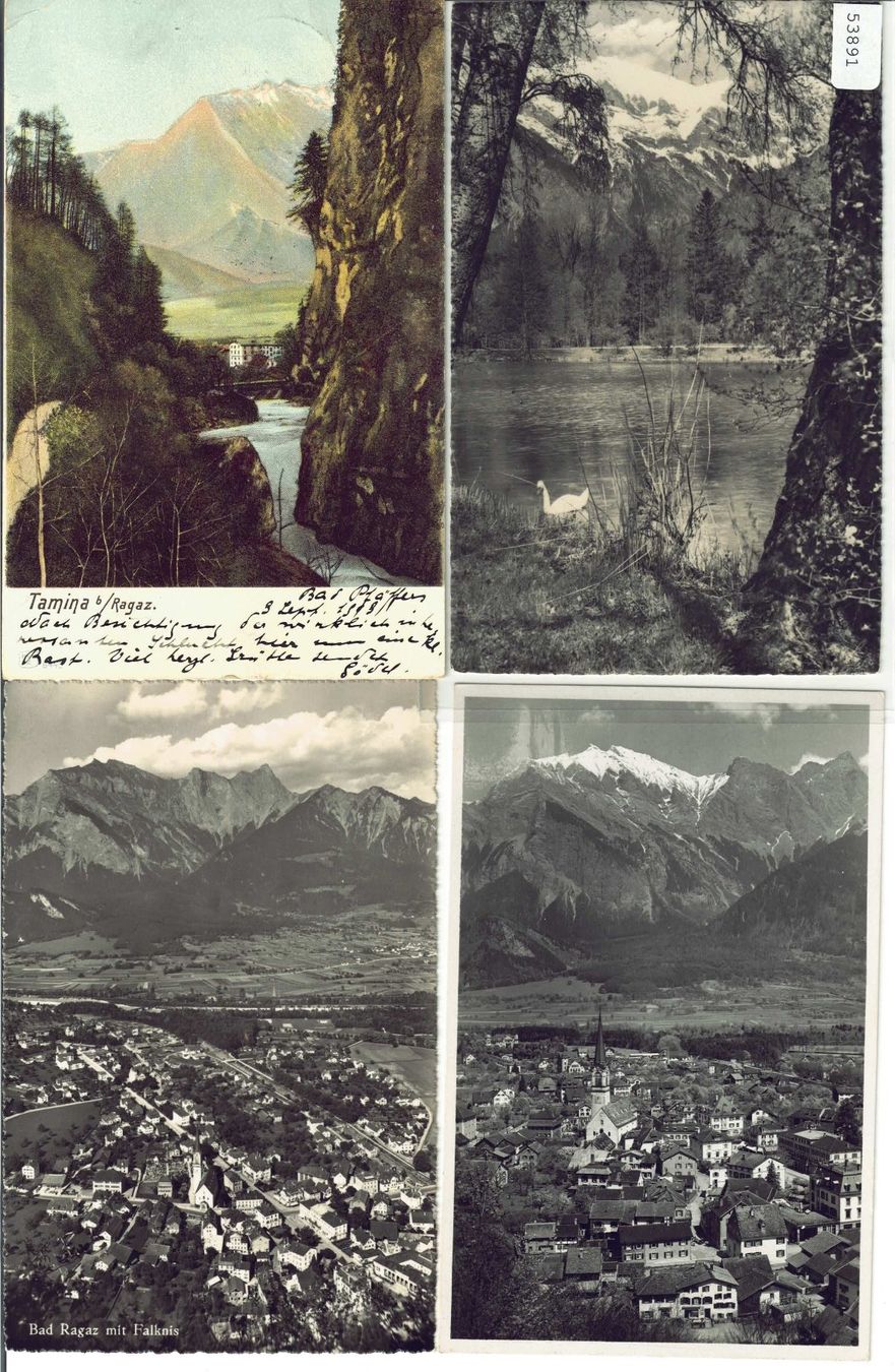 Cartoline postali: 4 AK - Bad Ragaz – Usato da Ettingen venduto da Kartenplanet