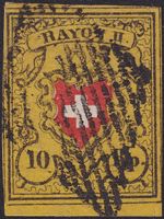 Rayon II (gelb) T.34 B-RU, breitrandiges Luxus-Stück +Attest