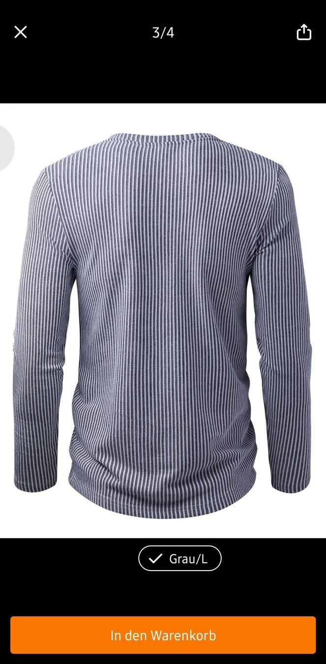 Maglioni & Felpe: Herren V-Ausschnitt Pullover, gestreift, Grau, Grösse L – Nuovo e nell'imballaggio originale da Wil SG venduto da namaki 2