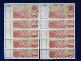 Banja Luka 1993 - 10 x 50000 Dinara UNC