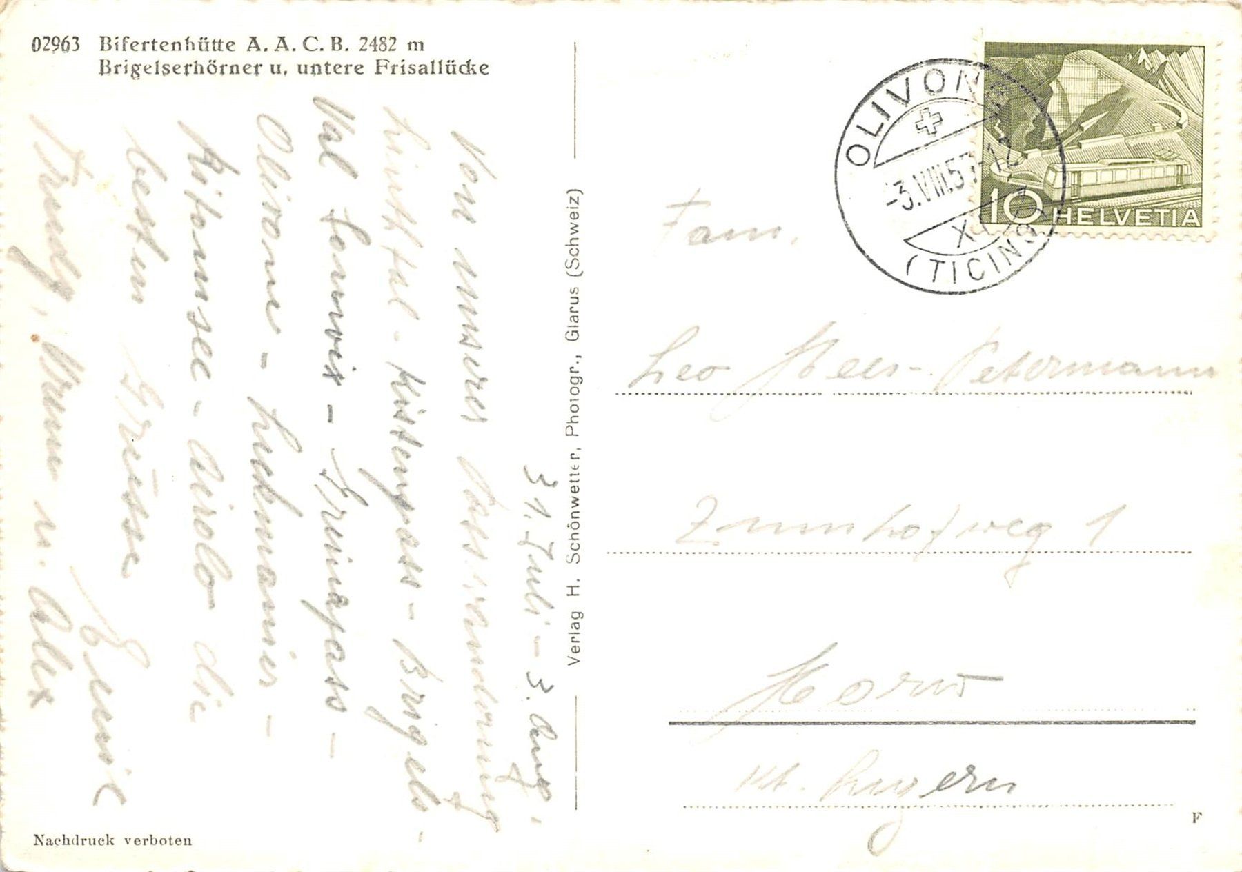 Cartes postales: Felsberg, Bifertenhütte – D'occasion à Ottikon b.Kemptth. par Neptun1974 1