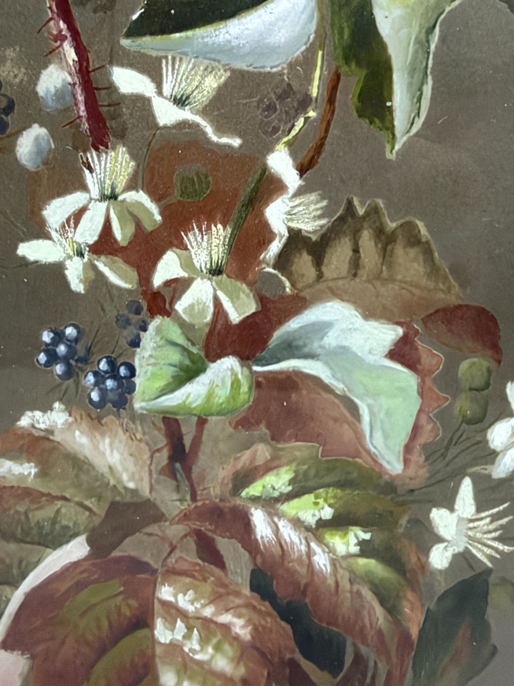 Gemälde: Gouache ancienne composition botanique XIXe siècle – Gebraucht aus Cossonay-Ville von Retrova 2