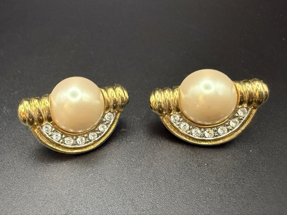 Ohrringe & -stecker: Vintage-Ohrringe Cabouchon Paris - Goldfarben – Gebraucht aus Lamone von LaCantinaMagica 4