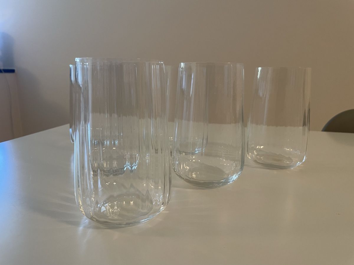 Bicchieri: 6 Wassergläser Glas klar geriffelt – Usato da Thalwil venduto da Andieg 3