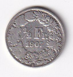 Toutes les monnaies: 50 Rp. 1907 – D'occasion à Neuchâtel par karlpierrino