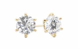 Ohrstecker 18K Gelbgold Rund 1.00 Karat VS1 Lab Diamant