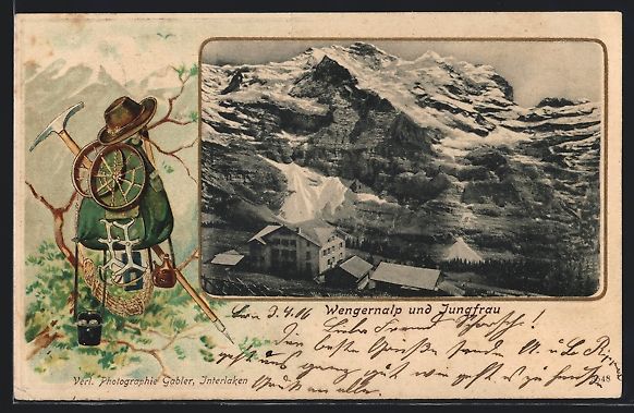 Cartes postales: Wengernalp, Ortsansicht mit Jungfrau, li – D'occasion à Berlin par bartko-reher