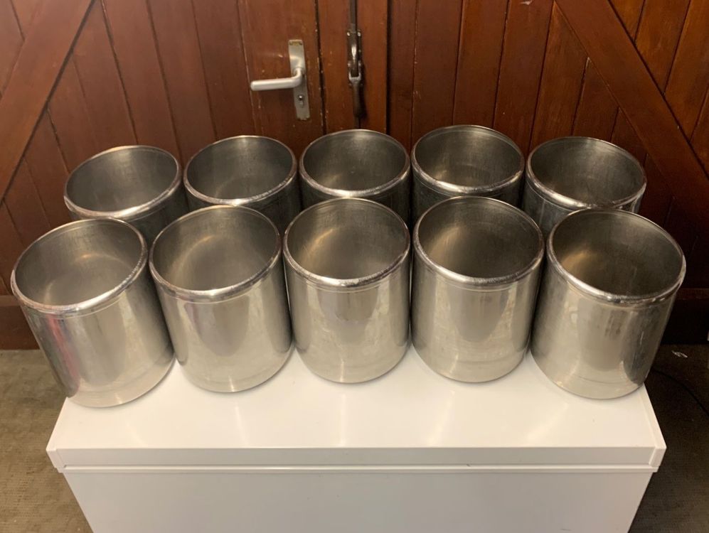 10 Bacs à glace professionnels ronds acier inox 7,5L Ø20 H25 (Gebraucht ...