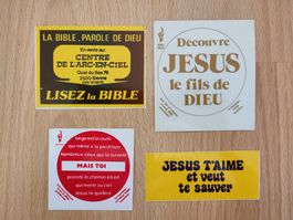 Lot de quatre autocollants vintage sur le thème de Jésus