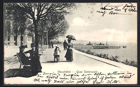 Ansichtskarten: AK Neuchâtel, Quai Osterwald, 1902 – Gebraucht aus Berlin von bartko-reher