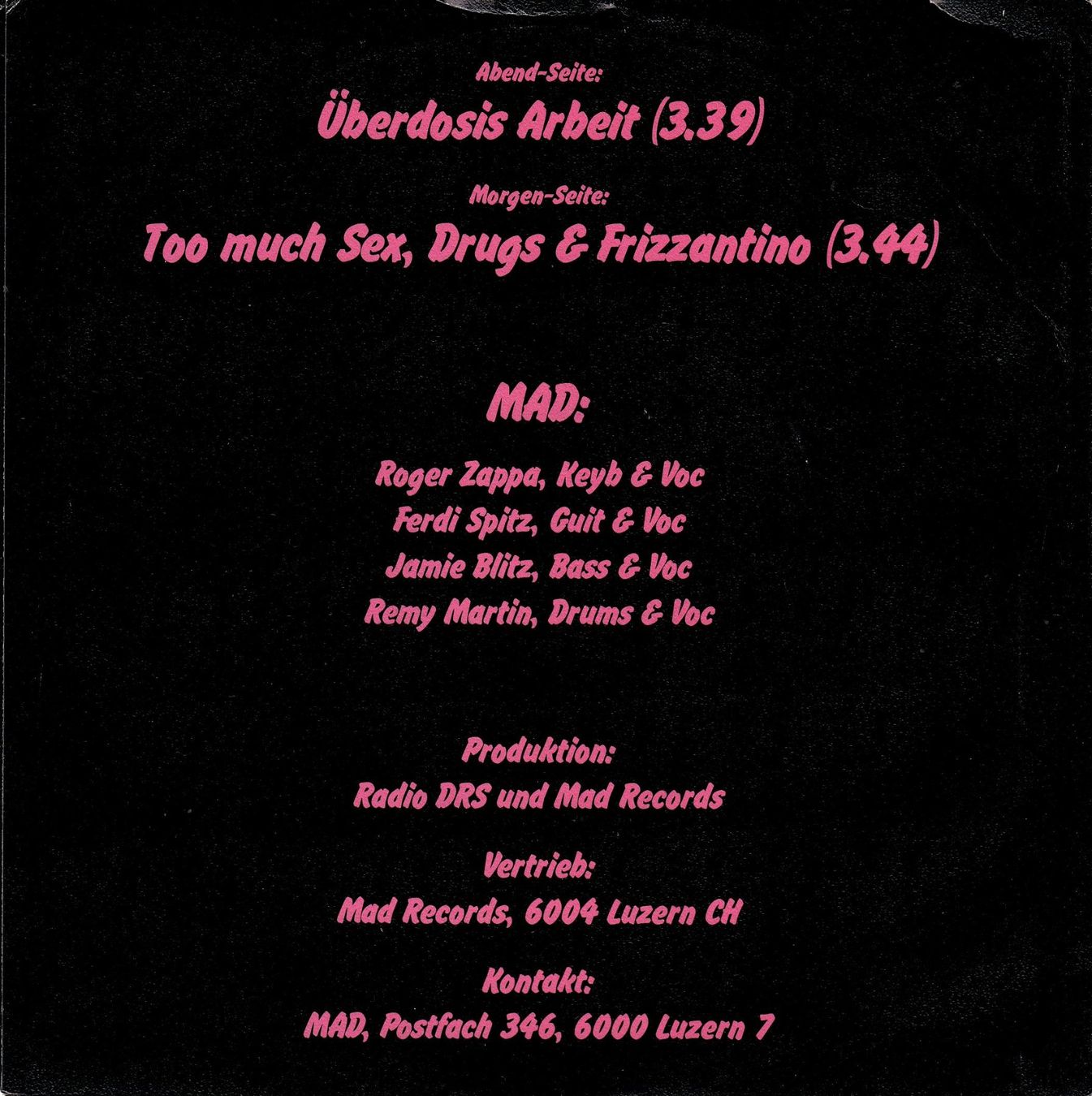 Dischi in vinile: Mad Vinyl Single von 1983 – Usato da Volketswil venduto da Abcrecords 1