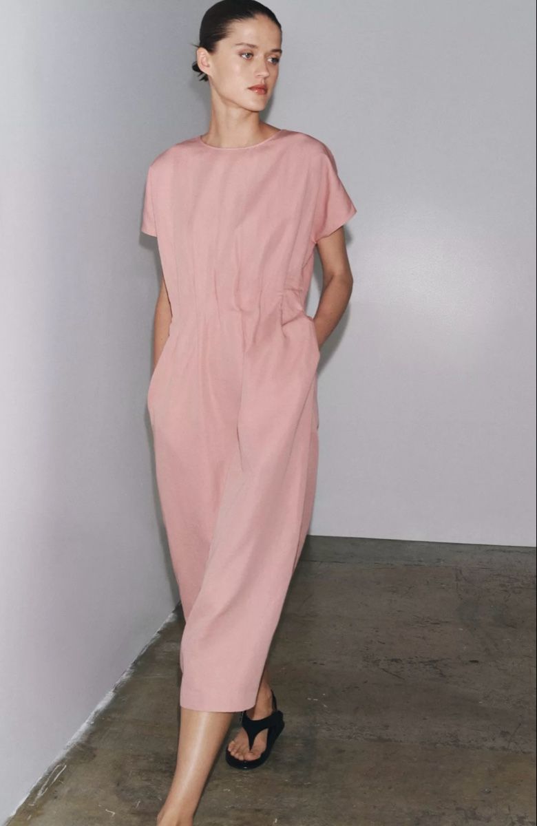 Vestiti: Rosa Kleid aus Baumwoll-Leinen-Mischgewebe, Größe S – Nuovo e nell'imballaggio originale da Veyras venduto da ValClasse 1