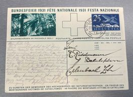 Flugpost Bundesfeierkarte  1931 "Sturmschäden" gelaufen