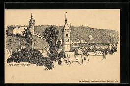 Schaffhausen, Ortsansicht mit Kirche