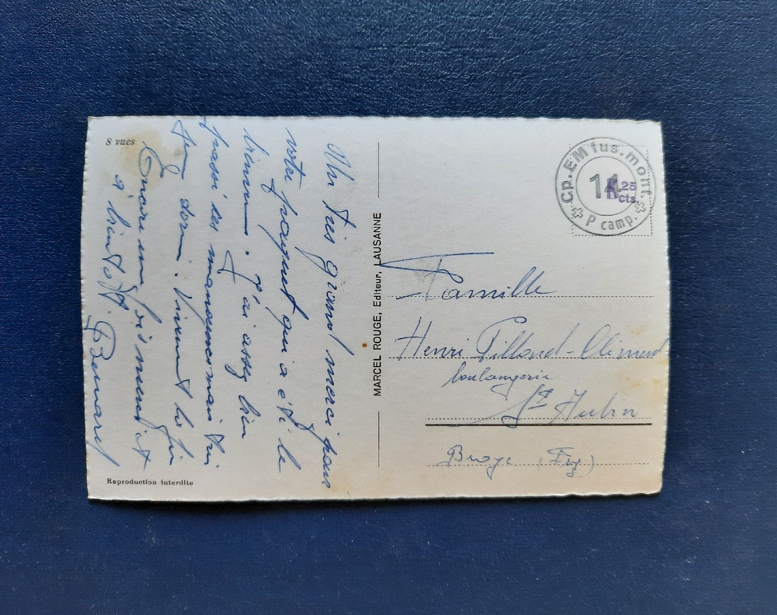 Cartoline postali: Ansichtskarte Saanen, 8 Bilder, gest. Feldpost – Usato da Marly venduto da neu-adlerauge65 1