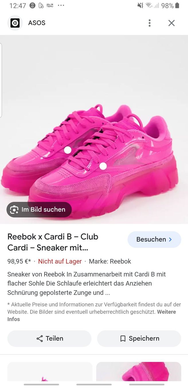 Scarpe da donna: Reebok Cardi B Pink Sneakers – Nuovo (secondo la descrizione) da Opfikon venduto da Annanet 1