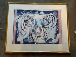 Grosses Gemälde / Kunstdruck von Rolf Knie - Tiger 1993