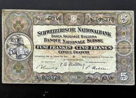 5 Franken Note Schweiz 1951