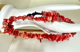 Vintage Korallenkette Handarbeit Unikat 50cm Knopfschliessee