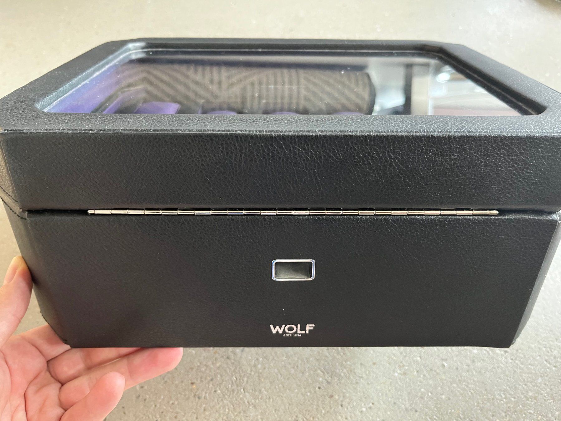 Orologi: Uhrenbox WOLF 1834 - Windsor mit Schublade Schwarz/Violett – Usato da Regensdorf venduto da Carbonox 3