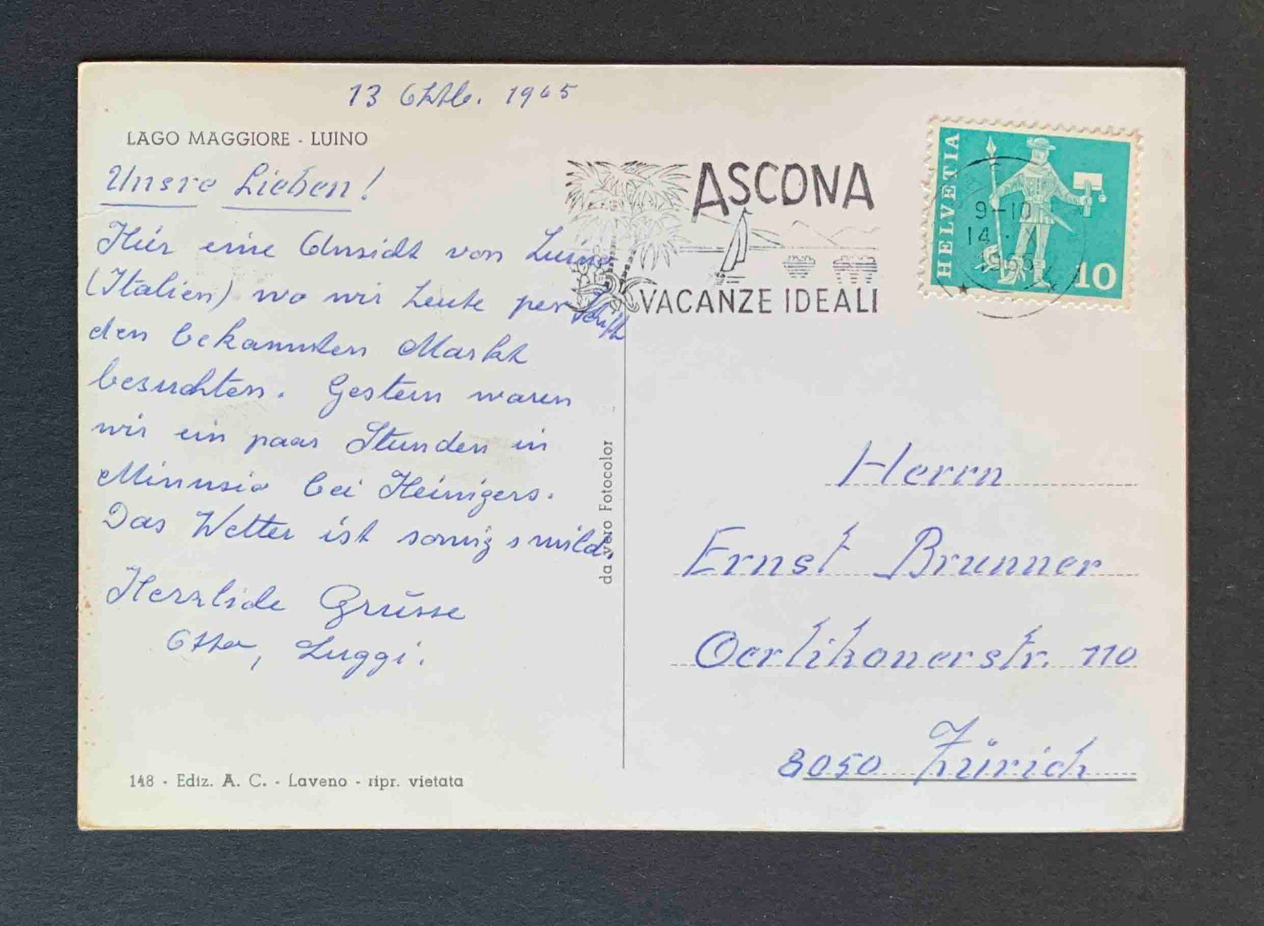 Cartoline postali: AK LAGO MAGGIORE LUINO – Usato da Goldau venduto da artelier1 1