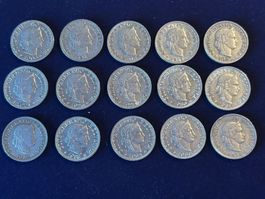 15x 20 Rappen 1909-1939 Münzen guter Zustand