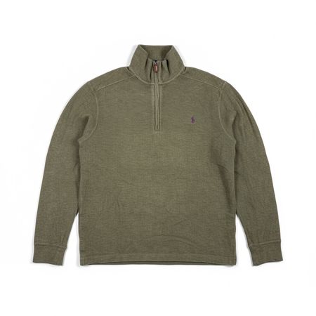 Pull camionneur 1/4 zip Ralph Lauren vert kaki - S