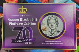 Bahamas 1/2 Dollar in Folder, Queen 70 Anniversary Jubilee
