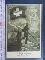 ARMEE SCHWEIZ 1915 NEUJAHR-WUNSCH AK SOLDAT MIT GEWEHR BUG