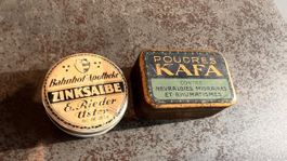 2 Vintage Blechdosen, Zinksalbe & Poudres Kafa, Sammler