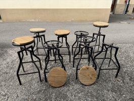 Barhocker Industrial Design Holz metall höhenverstellbar 