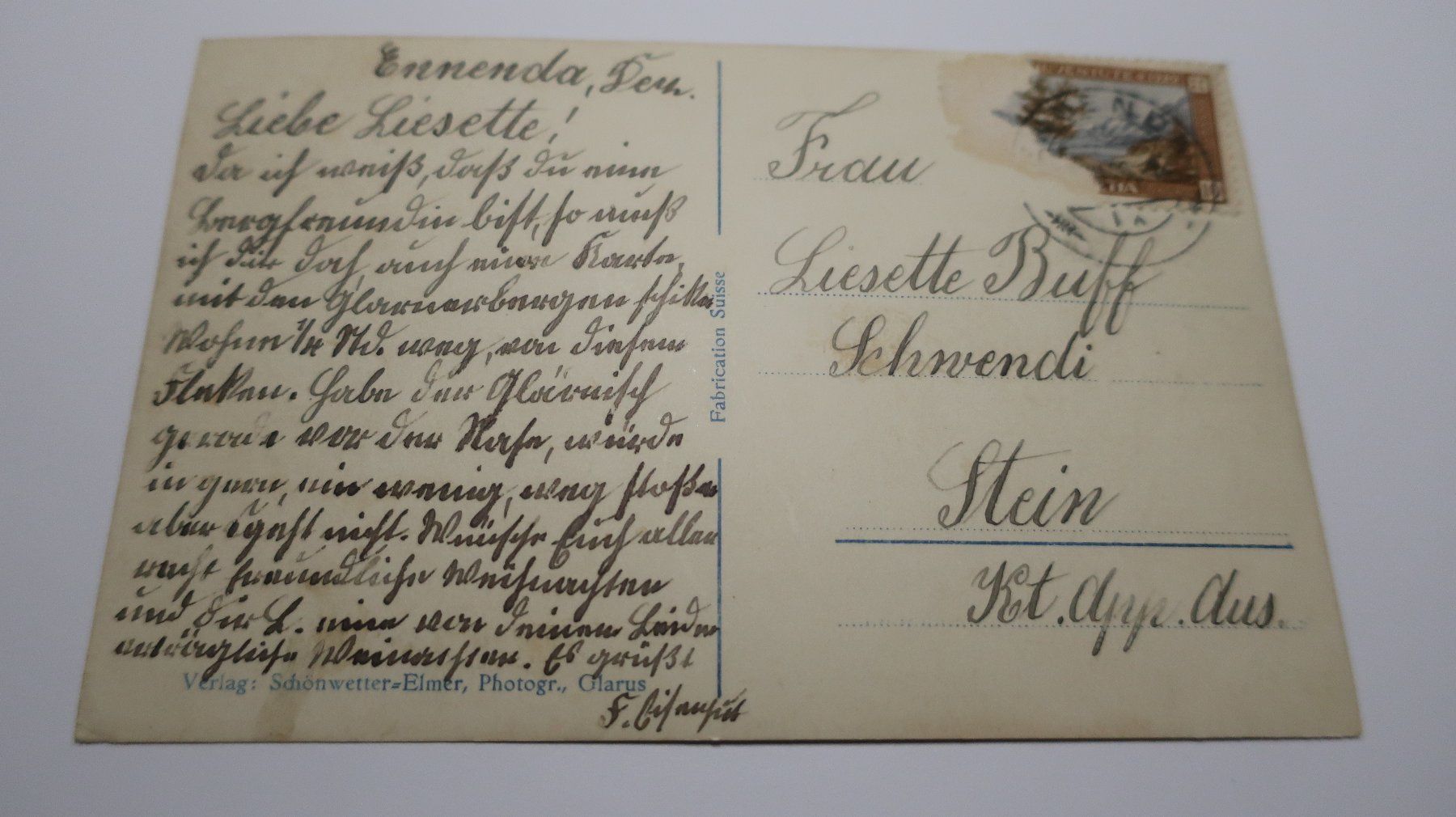 Cartoline postali: Glarus Kantonspital N°415  1929 – Usato da Cormoret venduto da Pascalll2001 3