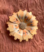 vintage 1960s large enamel flower brooch | orange peach
