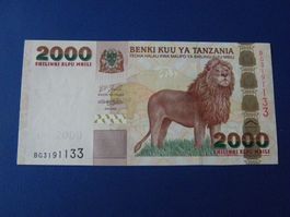 Tansania 2000 Schilling Banknote, Seltenes Sammlerstück, Unc