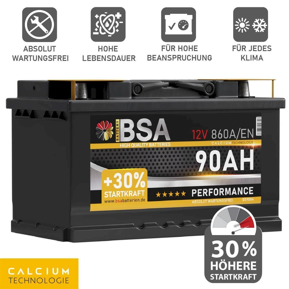 Batterien: BSA Performance Autobatterie 90Ah 12V – Neu und originalverpackt aus Bottighofen von zaap 2