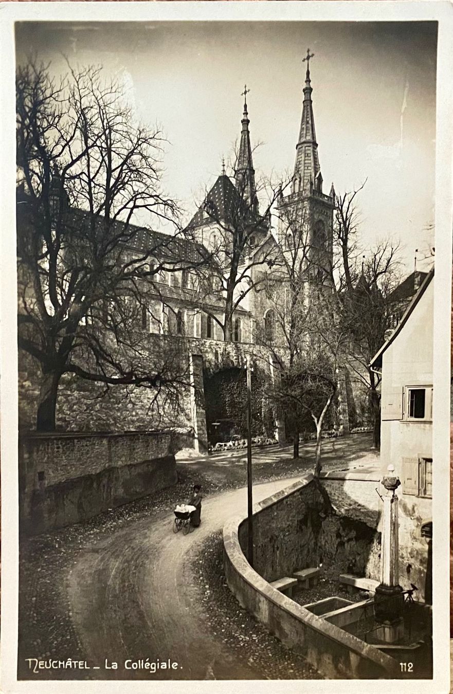 Cartoline postali: Neuchâtel La Collégiale - Strassenpartie – Usato da Root venduto da ENGLAND-TREASURES 1