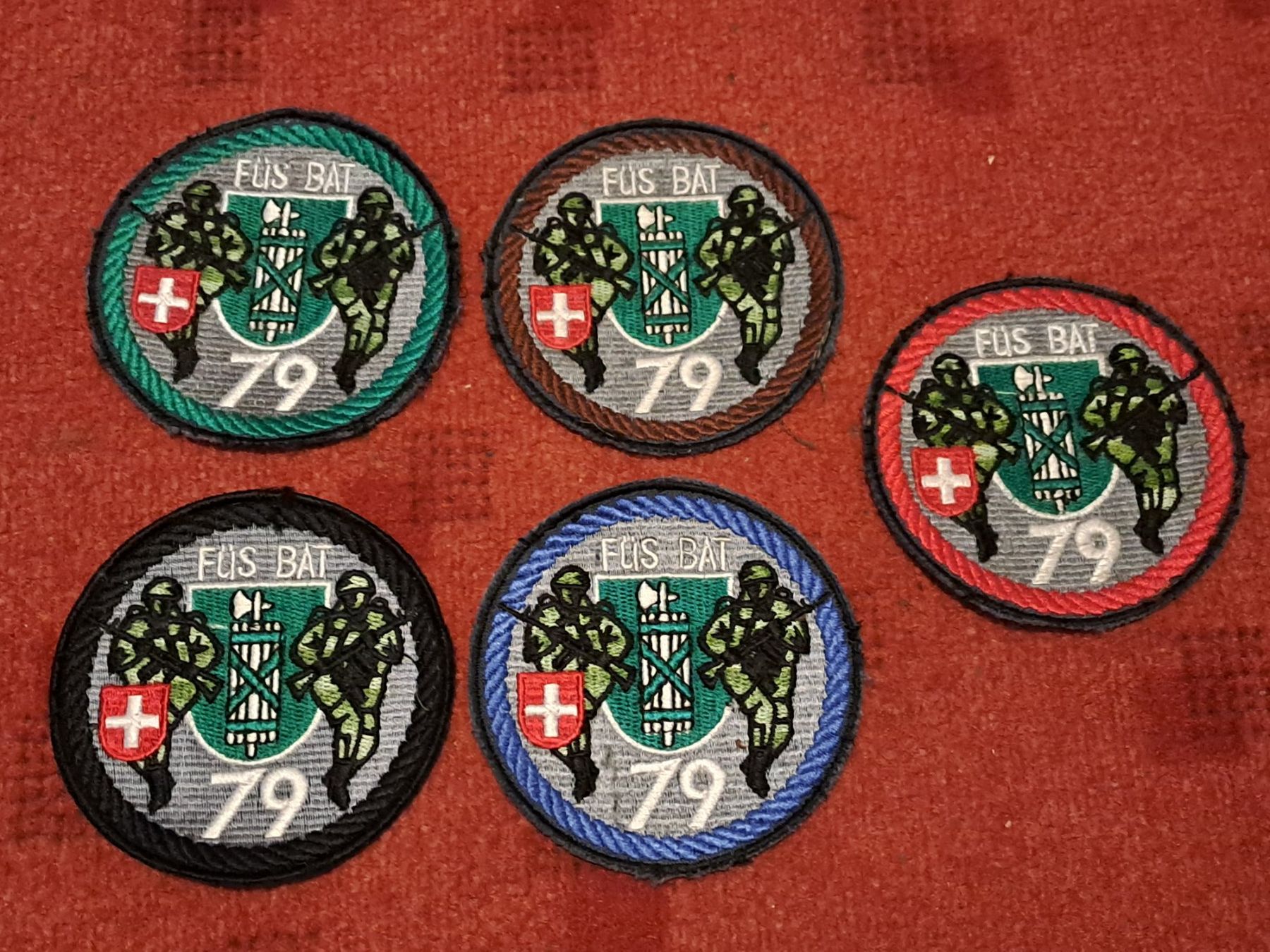 Schweizer Armee Placchette & Badge: 5 Badge. Füs. Bat. 79 – Usato da St.Gallen venduto da Infanteriewerk