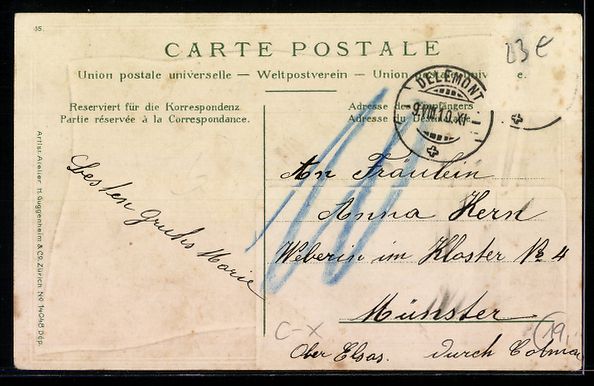 Ansichtskarten: Passepartout-Lithographie Delemont, Blic – Gebraucht aus Berlin von bartko-reher 1