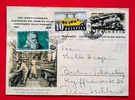GANZSACHE ZUFRA. AUSLAND 100 J. EISENBAHN ZÜRICH BERLIN 1948